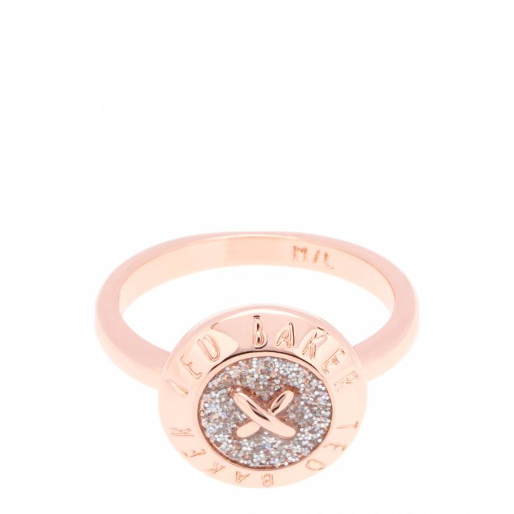 Ted Baker Glitter Dust Rose Gold Ester Enamel Button Ring 25$